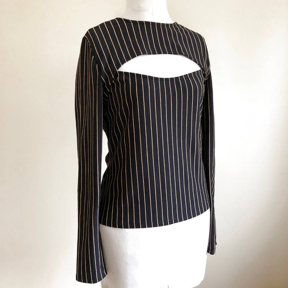 Zara Navy/Gold Striped Long Sleeve Shirt  8M - Picture 5 of 7